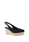 Tommy Hilfiger Womens Iconic Sling Back Wedge Sandals, Space Blue