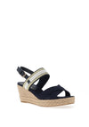 Tommy Hilfiger Womens Woven Wedge Sandals, Space Blue