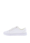 Tommy Hilfiger Womens Smooth Leather Court Trainers, White & Gold