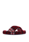 Tommy Hilfiger Furry Home Slippers, Red Tartan