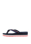 Tommy Hilfiger Womens Wedge Stripes Beach Flip Flop Sandals, Space Blue