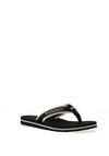 Tommy Hilfiger Womens Monotype Webbing Flip Flop Sandals, Black
