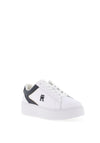 Tommy Hilfiger Womens Leather Platform Court Trainers, White & Space Blue