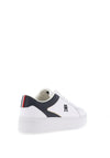 Tommy Hilfiger Womens Leather Platform Court Trainers, White & Space Blue