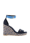 Tommy Hilfiger Womens Colourful Satin High Wedge Sandals, Blue Mix