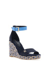 Tommy Hilfiger Womens Colourful Satin High Wedge Sandals, Blue Mix