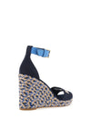 Tommy Hilfiger Womens Colourful Satin High Wedge Sandals, Blue Mix
