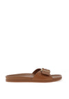 Tommy Hilfiger Womens Leather TH Slider, Summer Cognac