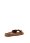 Tommy Hilfiger Womens Leather TH Slider, Summer Cognac