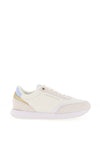 Tommy Hilfiger Womens Leather Essential Trainers, White & Breezy Blue