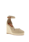 Tommy Hilfiger Womens Monogram Rope High Wedge Sandals, Beige