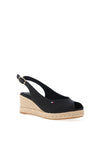 Tommy Hilfiger Womens Hemp Slingback Mid Wedge Espadrilles, Black