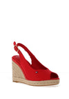 Tommy Hilfiger Womens Hemp Slingback Wedge Espadrilles, Red