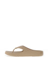 Tommy Hilfiger Womens Enamal Flag Flip Flops, Beige