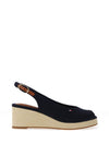 Tommy Hilfiger Womens Canvas Slingback Wedge Espadrille Sandals, Navy