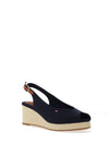 Tommy Hilfiger Womens Canvas Slingback Wedge Espadrille Sandals, Navy