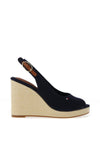 Tommy Hilfiger Womens Flag High Wedge Espadrille Sandals, Navy
