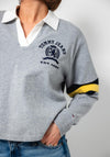 Tommy Jeans Stripe Detail Rugby Shirt, Grey