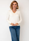 Tommy Hilfiger Gold Tone Button Cuff Jumper, Cream