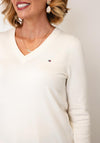 Tommy Hilfiger Gold Tone Button Cuff Jumper, Cream