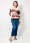 Tommy Hilfiger Striped Knit Cardigan, Beige and Burgundy