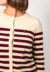Tommy Hilfiger Striped Knit Cardigan, Beige and Burgundy