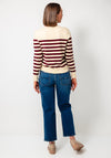 Tommy Hilfiger Striped Knit Cardigan, Beige and Burgundy