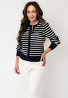 Tommy Hilfiger Striped Knitted Button Front Cardigan, Navy and White