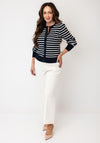 Tommy Hilfiger Striped Knitted Button Front Cardigan, Navy and White