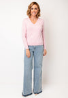 Tommy Hilfiger Womens V-Neck Jersey Stitch Sweater, Pink