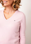 Tommy Hilfiger Womens V-Neck Jersey Stitch Sweater, Pink