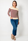 Tommy Hilfiger Striped Knit Sweater, Beige and Burgundy