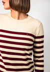 Tommy Hilfiger Striped Knit Sweater, Beige and Burgundy