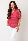 Tommy Hilfiger Stripe V-Neck Polo T-Shirt, Red