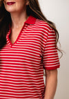 Tommy Hilfiger Stripe V-Neck Polo T-Shirt, Red
