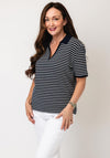 Tommy Hilfiger Stripe V-Neck Polo T-Shirt, Navy