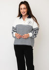 Tommy Hilfiger Polo Neck Striped Jumper, White and Navy