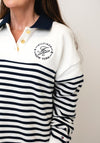 Tommy Hilfiger Polo Neck Striped Jumper, White and Navy
