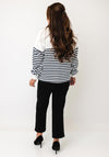 Tommy Hilfiger Polo Neck Striped Jumper, White and Navy