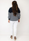 Tommy Hilfiger Cropped Polo Neck Striped Jumper, Navy