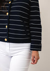 Tommy Hilfiger Ribbed Button Up Cardigan, Navy and White