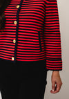 Tommy Hilfiger Ribbed Button Up Cardigan, Red and Navy