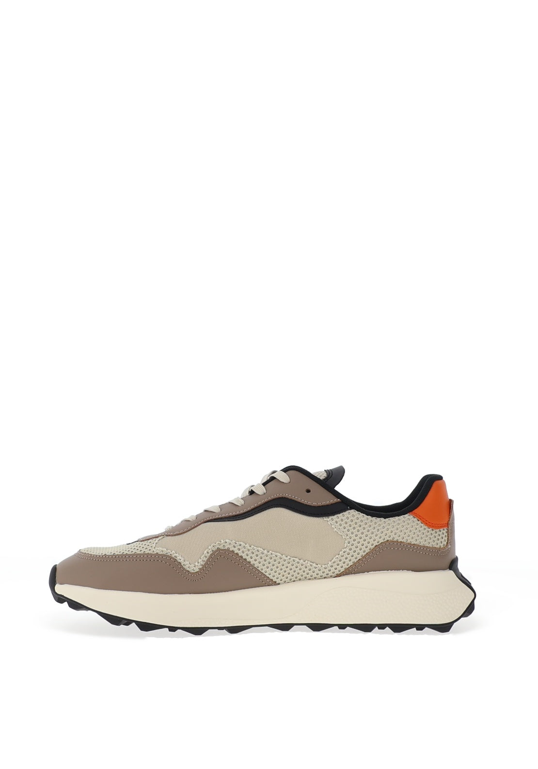 Tommy Jeans Mens Mix Material Trainer, Bleached Stone & Earth