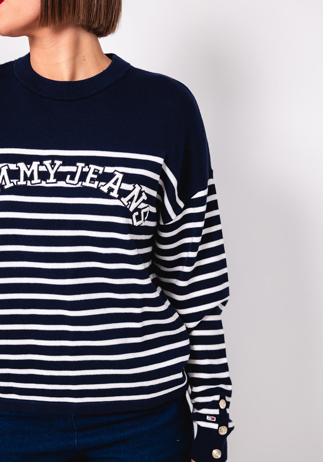 Tommy Jeans Striped Knit Jumper, Navy
