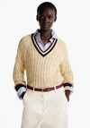 Tommy Hilfiger Womens Cable Knit V Neck Jumper, Beige