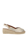 Toni Pons Bernia Leather Espadrille Low Wedge Sandals, Platinum Gold