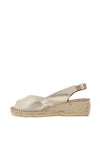 Toni Pons Bernia Leather Espadrille Low Wedge Sandals, Platinum Gold