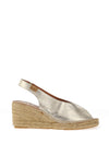 Toni Pons Laila Leather Peep Toe Sling Back Espadrille Sandals, Platinum Gold
