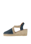 Toni Pons Tossa Leather Espadrille Low Wedge Sandals, Ocean