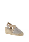 Toni Pons Triton Shimmering Espadrille Low Wedge Sandals, Platinum Silver